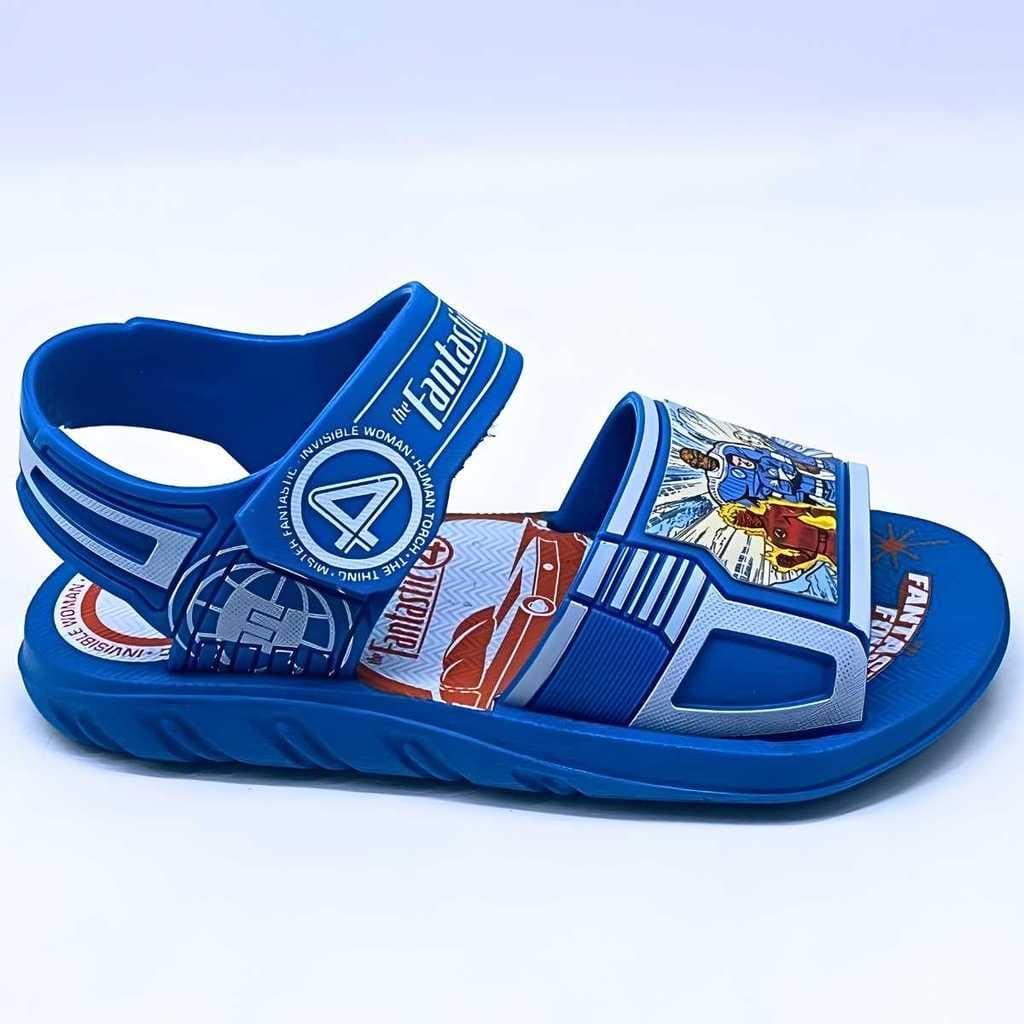 Sandália Infantil Grendene Kids Meninos Papete Azul Quarteto Fantástico Macia Conforto 23354