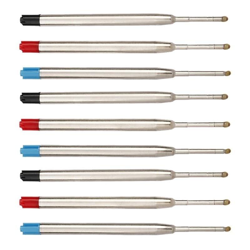 Chumbo 9 Peças Substituíveis Recargas De Tinta De 3 Cores Pontos Canetas Caneta Esferográfica De Metal De Ponto Médio De