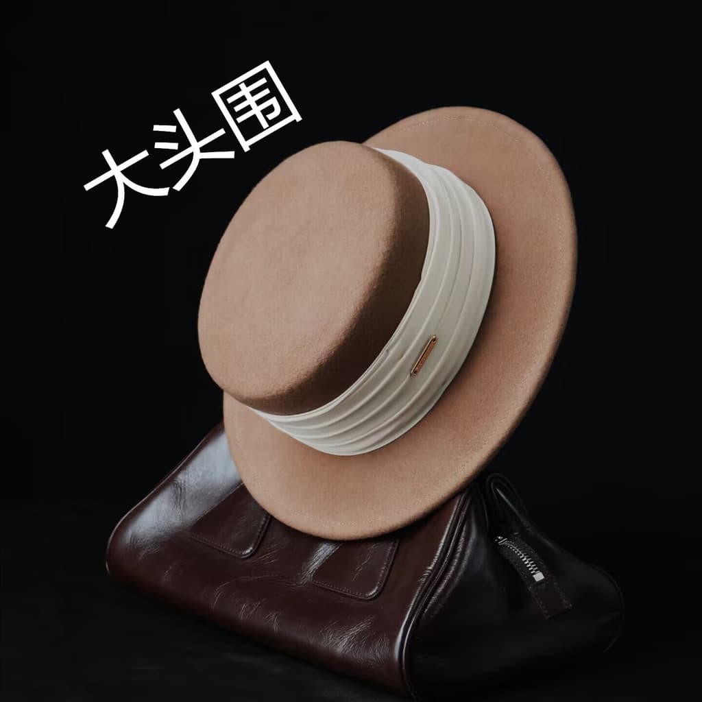 Francês grande circunferência da cabeça moda High-End lã plana chapéu Retro elegante aba plana chapéu superior outono in