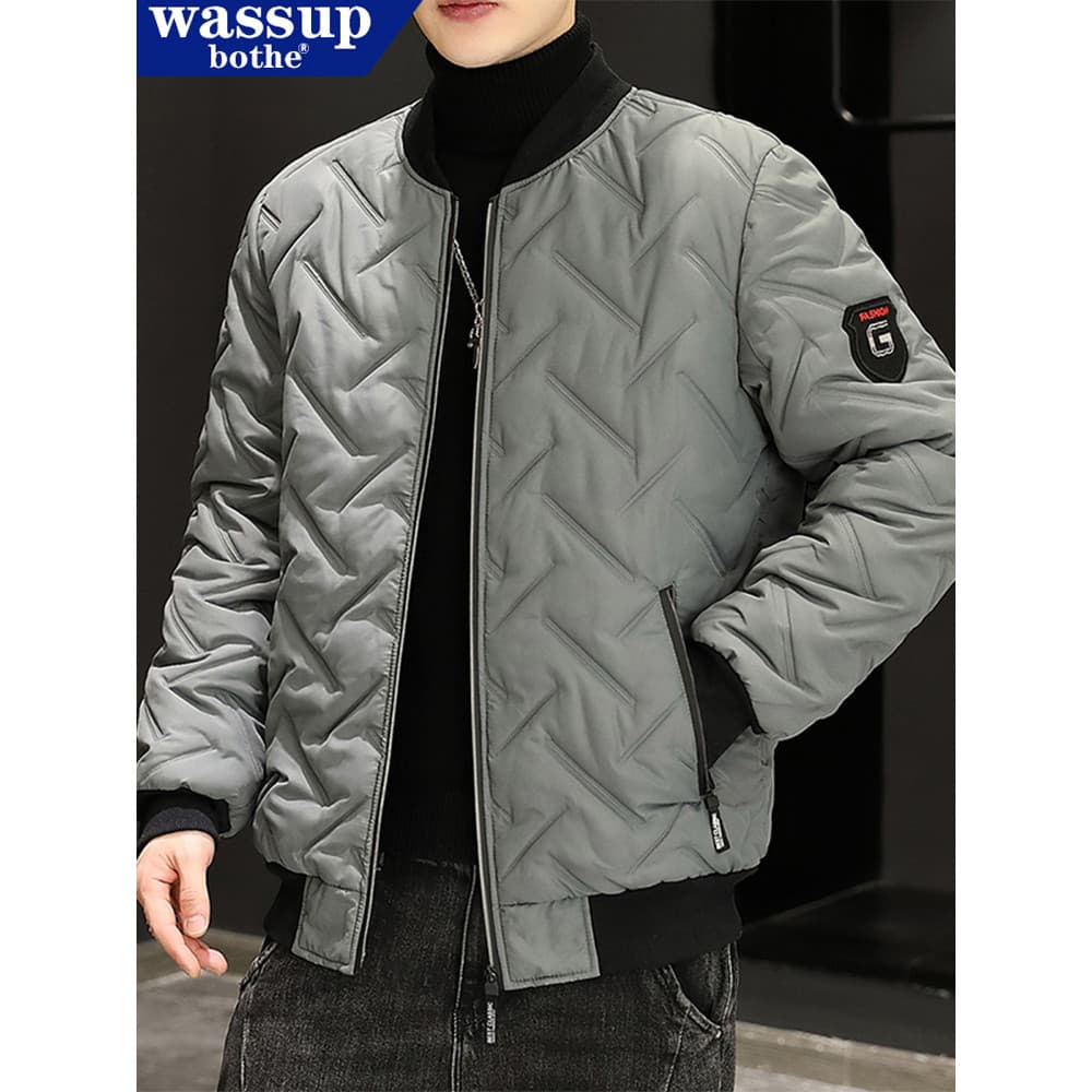 Jaqueta masculina leve inverno 2026 novo estilo quente à prova de vento acolchoado jaqueta preta grossa Casual acolchoad