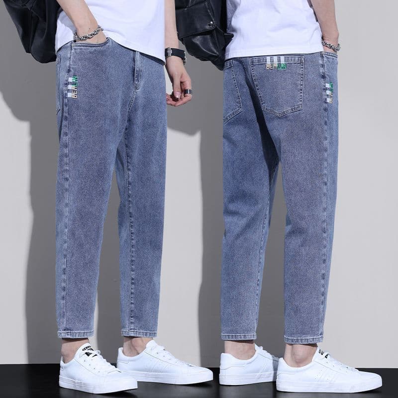 Jeans de alta qualidade masculino verão estilo fino reto solto Guangzhou Xintangzhen verão masculino resistente ao desga