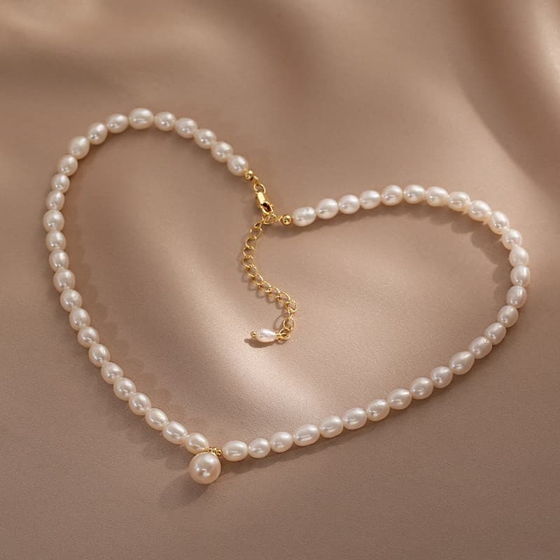 Colar de Pérolas de Água Doce Naturais, Gargantilha Feminina Elegante
