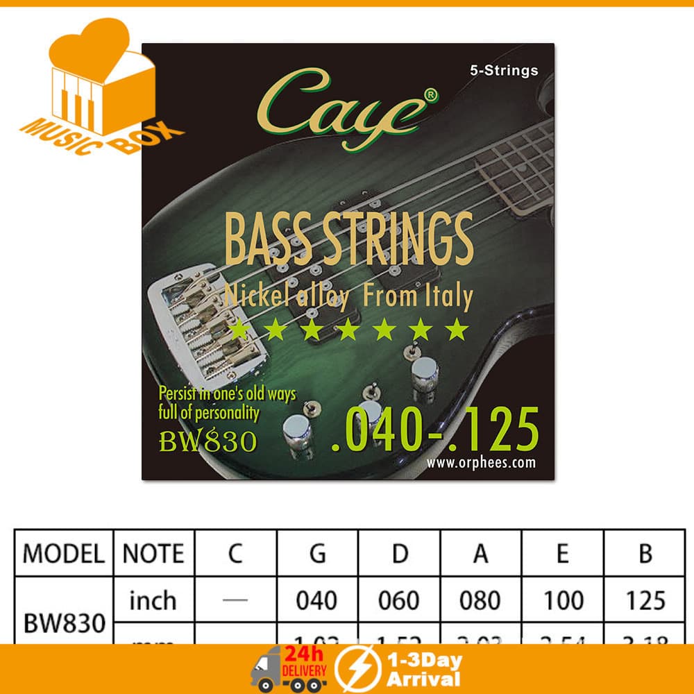 CAYE BW830 Cordas Conjunto De Para Baixo Elétrico Núcleo De Aço Hexagonal Fio Interno Oute Inoxidável