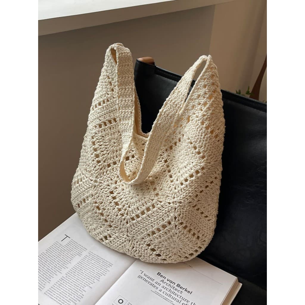 Verão mão-tecido saco feminino 2026 novo estilo moda malha Commuter bolsa de ombro All-Match grande-Capac