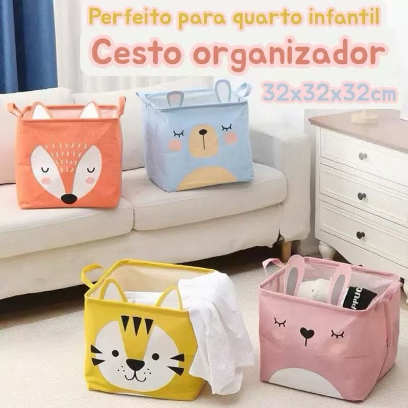 Cesto Organizador Multiuso Dobrável 30x30CM - Para Roupa Suja e Brinquedos, Ideal para Quarto e Banheiro