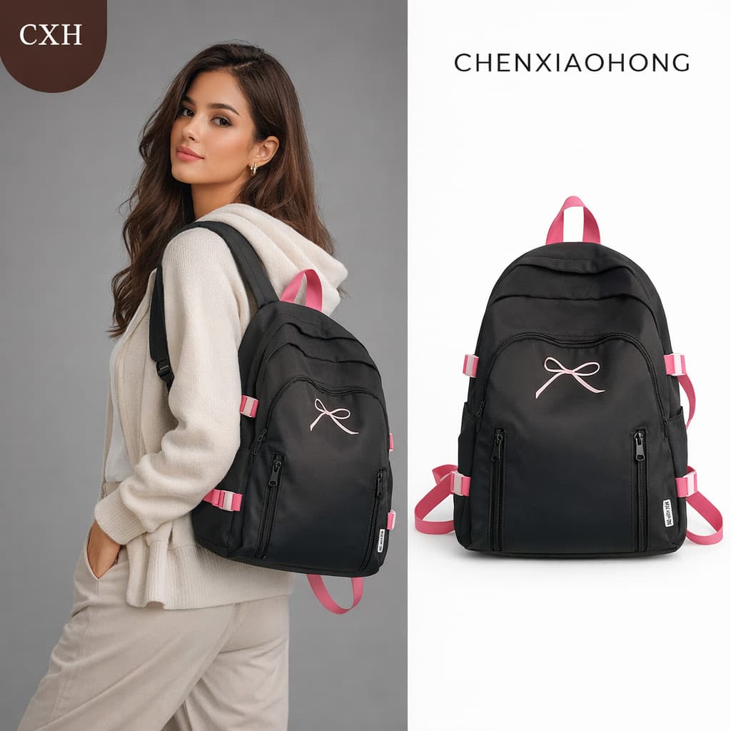 CHENXIAOHONG Mochila Bonita com Laço, Estilo Universitário, Mochila para Laptop para Estudantes Universitários