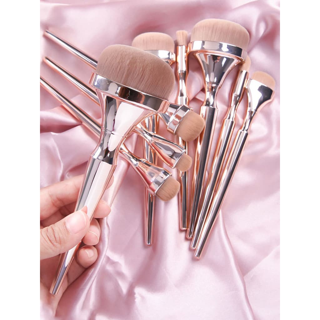 Conjunto de pincéis de maquiagem ferramenta de beleza feminino 9 pçs bêbado ouro rosa ouro fundação escova contorno Blus