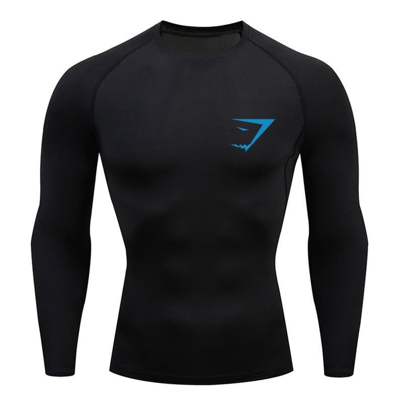 Camisa De Manga Comprida De Compressão Proteção Solar Camada Base Esportes Masculino Fitness Camiseta Ginásio Treino Sec