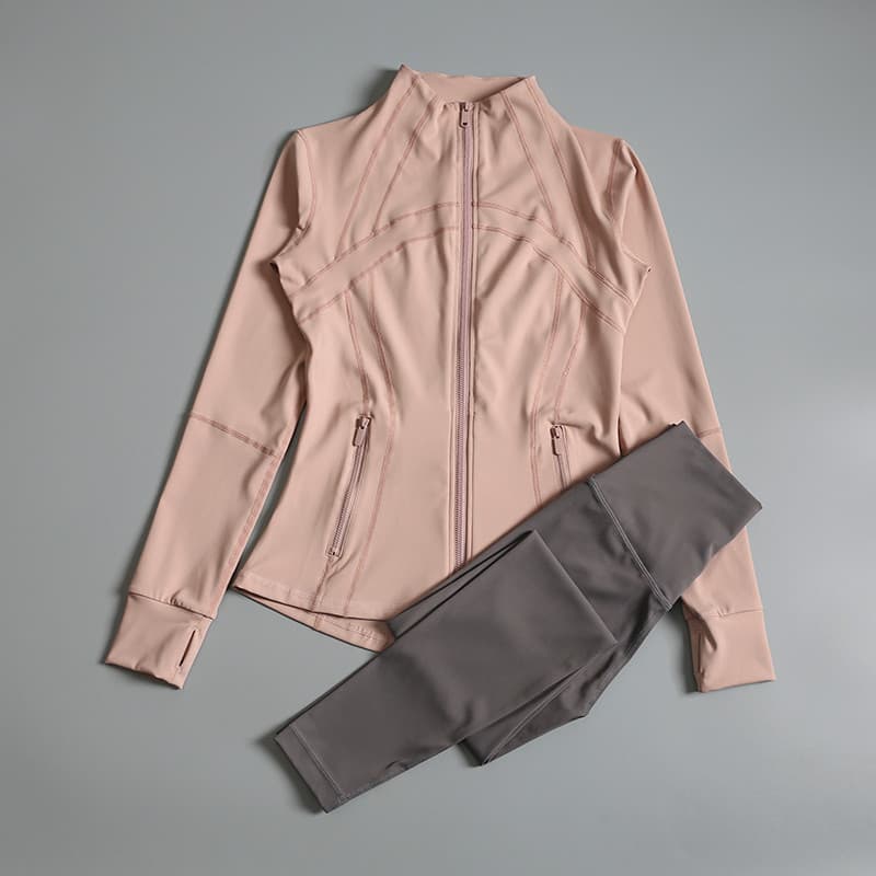 Yoga wear terno feminino outono inverno novo estilo exterior wear manhã correndo treinamento de manga comprida Fitness w