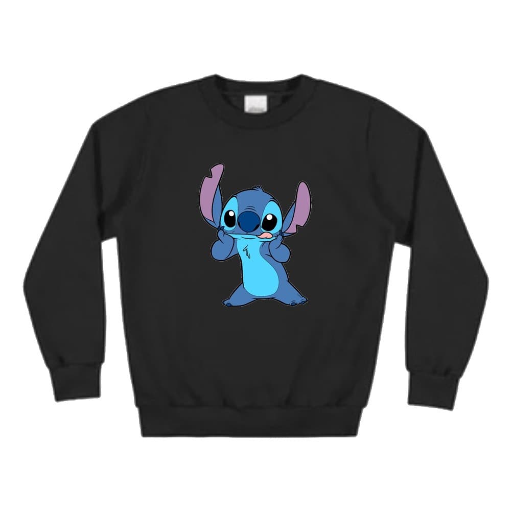 Blusa De Frio Infantil Lilo & Stitch Em Pé Moletom Gola Careca Unissex