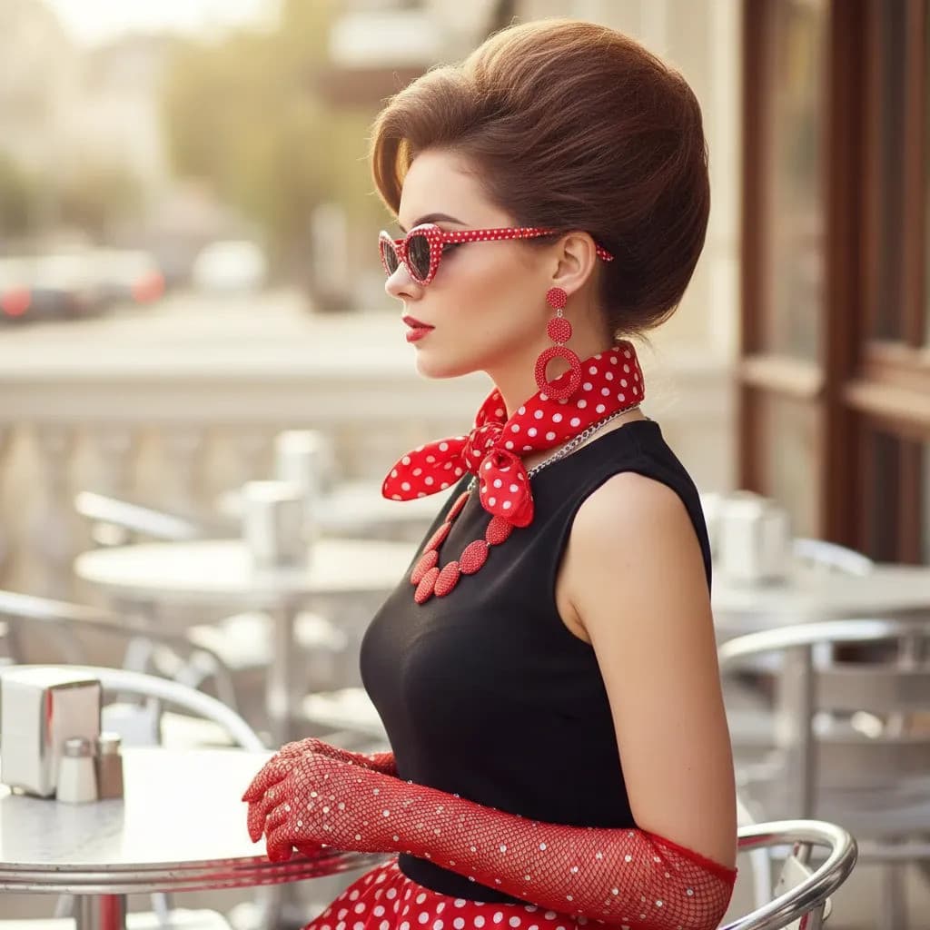 Kit Anos 50 E 60 Fantasia 5pç Adulto Cosplay Oculos Colar L3