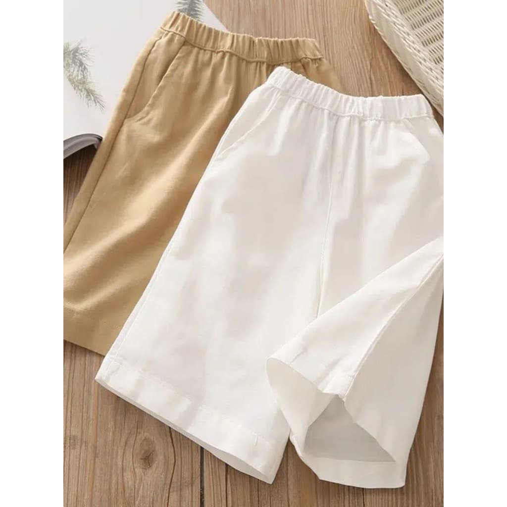 Roupas infantis de algodão puro, calças casuais de cinco pontos com pernas largas, roupas de verão 2026, novo estilo, me