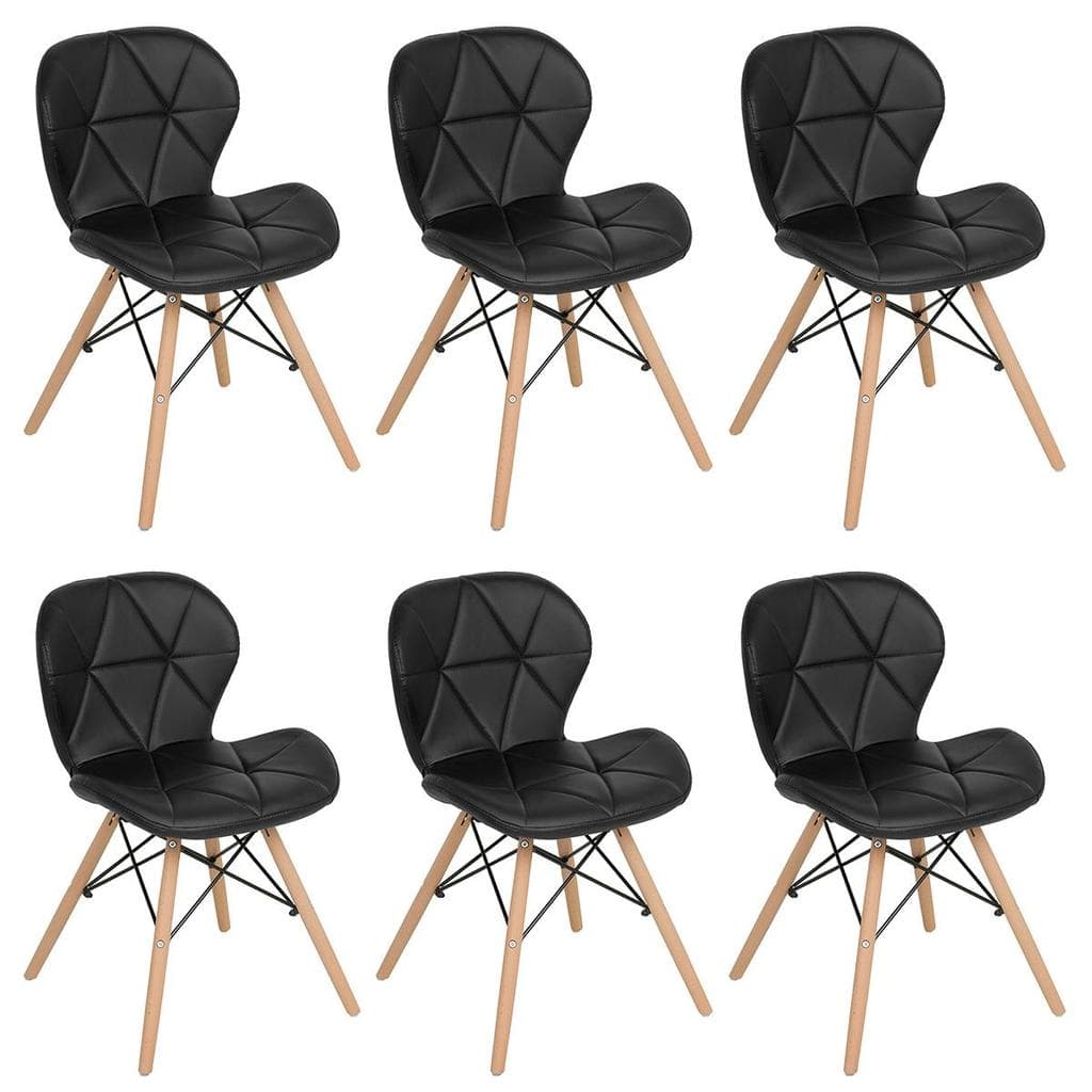 Kit 6 Cadeiras Laráz Eames Eiffel Confort Preto
