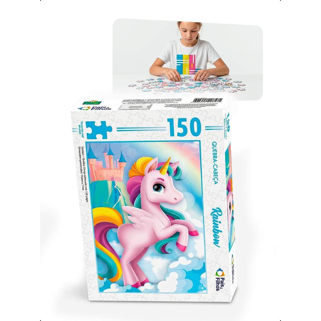 Quebra Cabeça 150 Peças Rainbow Unicórnio Infantil Crianças