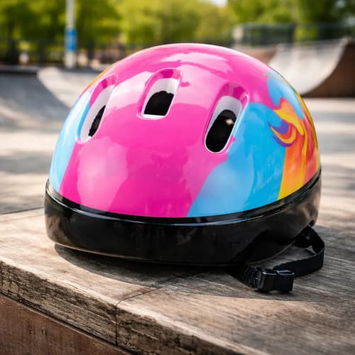 Kit Proteção C/ Capacete Rosa Unicórnio Tamanho G Infantil
