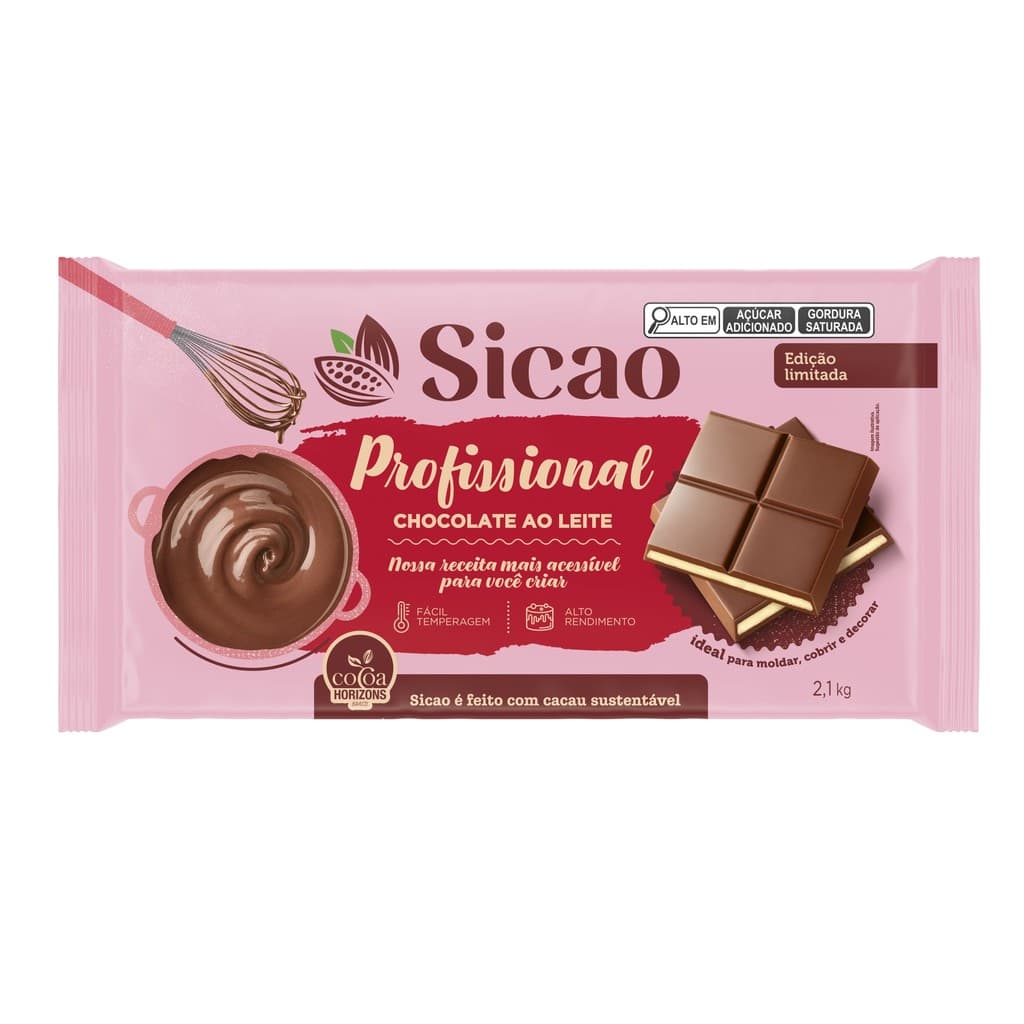 Chocolate ao Leite Barra 2,1kg Profissional SICAO