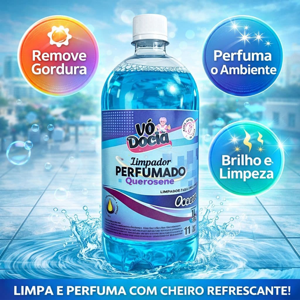 Limpador Perfumado Ocean Alto Rendimento contra Insetos Formigas 1l Ideal para cozinhas banheiros salas e áreas
