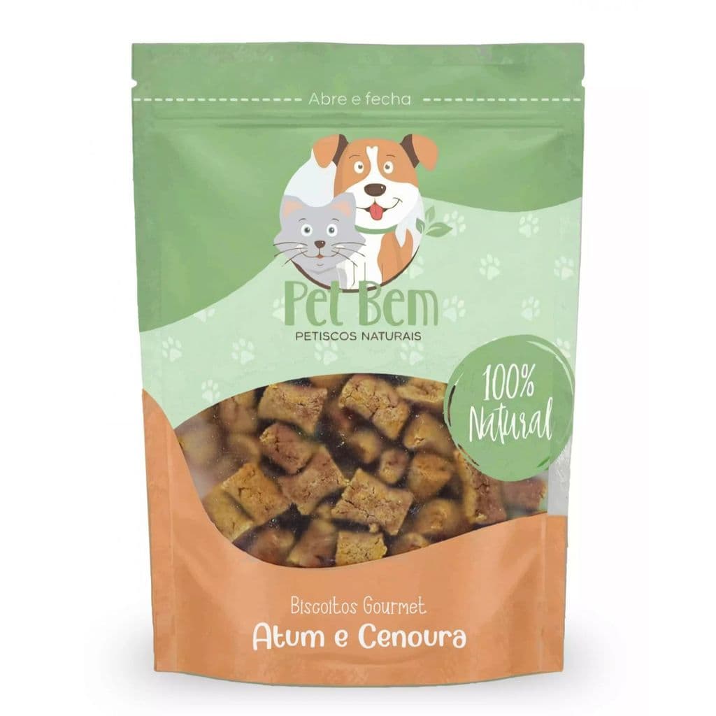Biscoito Natural para Cachorro e Gato Atum e Cenoura pacote 100 g | Petisco Gourmet 100% Natural Pet Bem