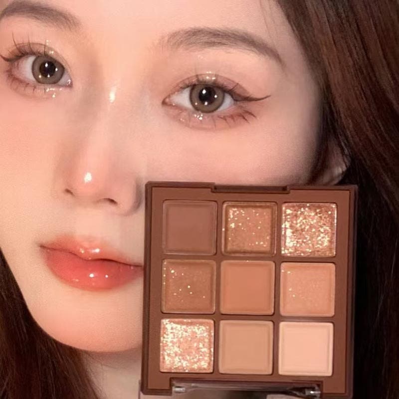 Paleta de sombras de Chocolate cor terra perolada fosca lantejoulas grandes finas piscando bicho-da-seda novato nove cor