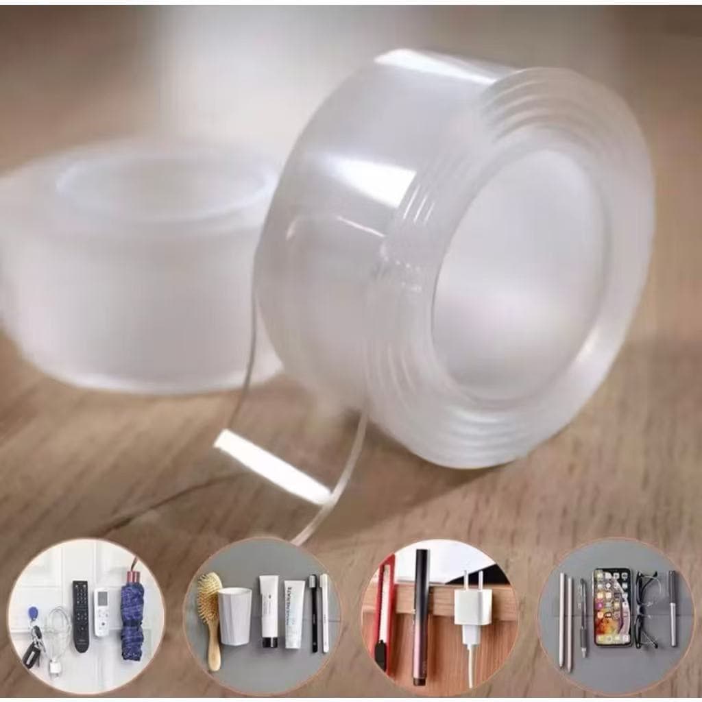 1/2/3 Fita Dupla Face Extra Forte Transparente NanoGel Silicone Mágica Adesiva Cola na Parede Móvel Porta 3m ou 5m