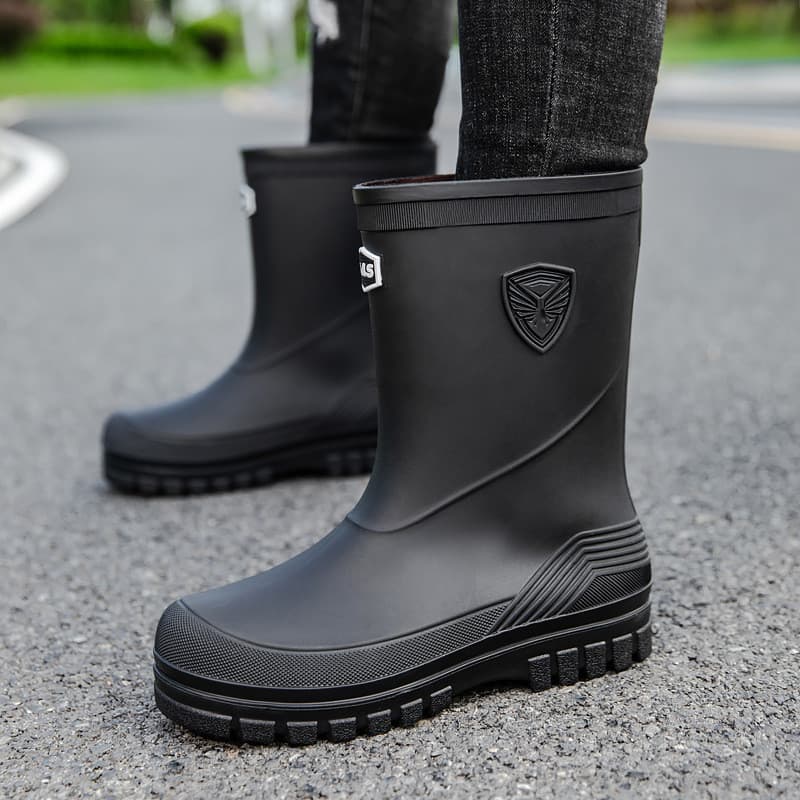 Botas de chuva masculinas moda Mid-tube sapatos de água à prova dwaterproof água antiderrapante botas de chuva cozinha l