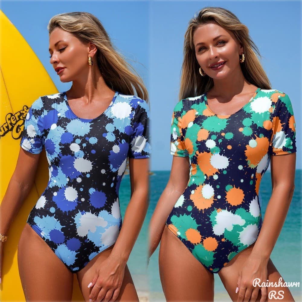 Flores Manga Curta Roupa De Praia Maiô de Uma Peça Senhoras Maio Feminino Praia Maio Natação Maio Plus Size Moda Praia