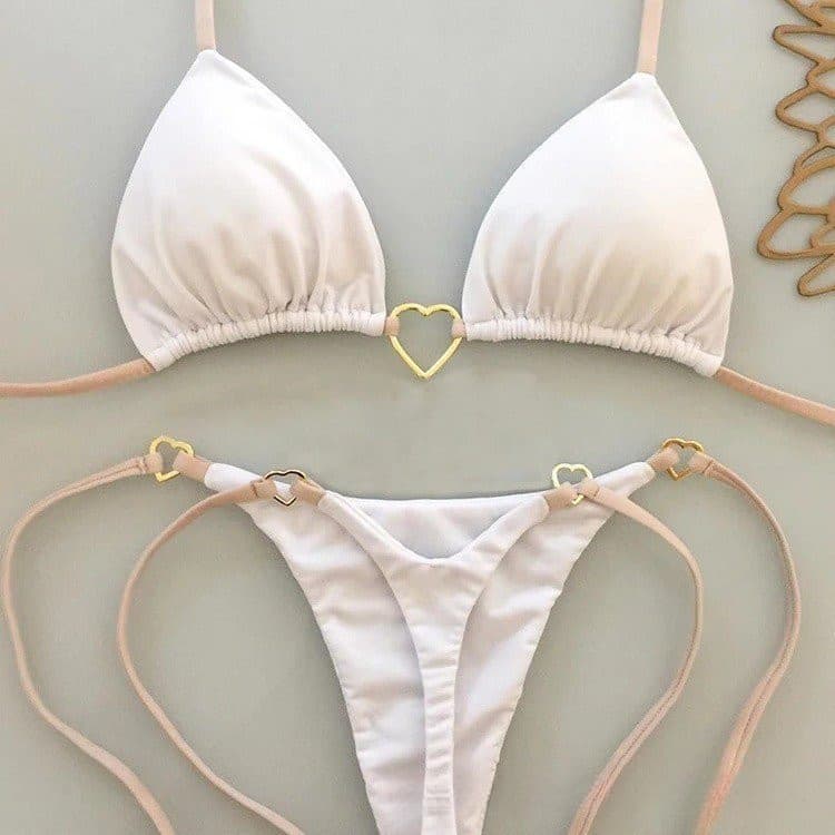 Biquíni Feminino De Cor Sólida Cintura Baixa Maiô Amor 8ZCK