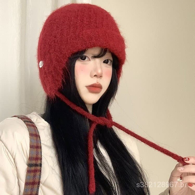 Coreano Chapeleiro de Lanha Knitted Outono/Inverno Chapeleiro de Proteção das Ouiras Baotou