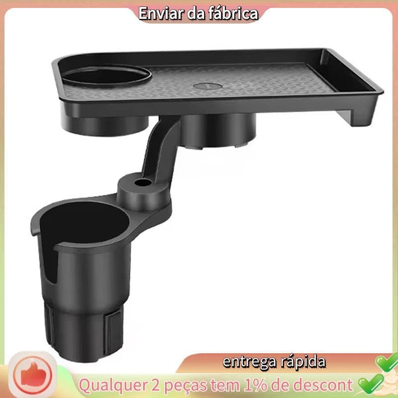 Bandeja Porta-Copos Universal Para Carro-360 ° Organizador Giratório Ajustável De Copo Duplo , De Comida Portátil Veícul