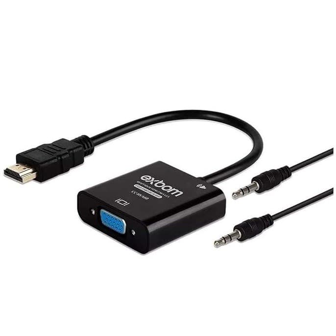 Cabo Conversor HDMI para VGA Exbom CC-HVA60 com Saída P2 Áudio Adaptador Full HD