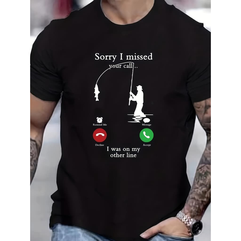 Camiseta Masculina Pesca Ligação Perdida Algodão Premium