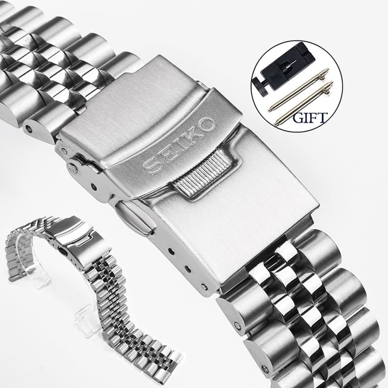 Pulseira Jubileu De Aço Inoxidável 18 19 20 21 22 23 24mm Ponta Plana Acessórios De Relógio De Metal Sólido