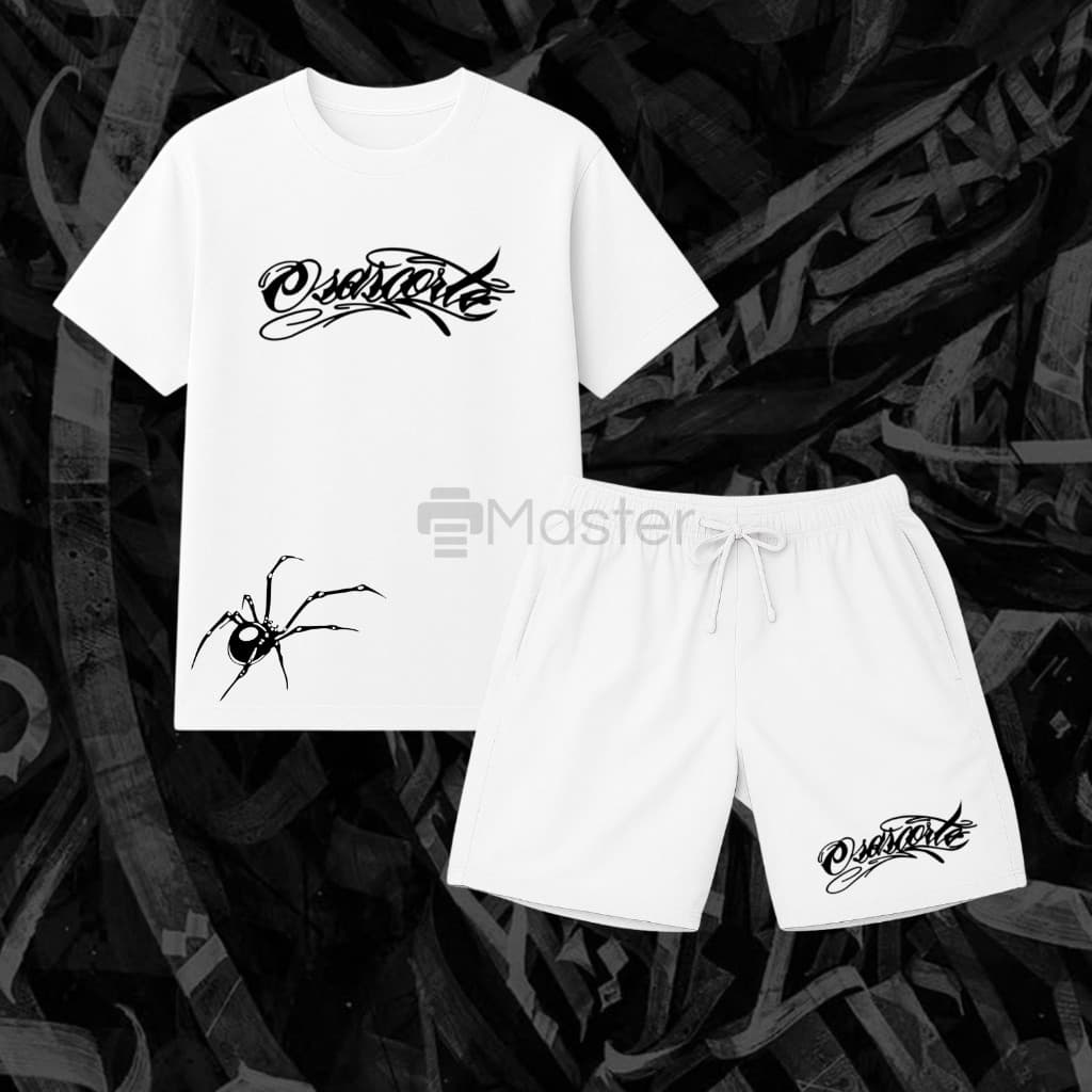 Kit Camiseta + Short Tectel Osascorte Moto Grau 244 Motoqueiro Favela 100% Algodão Aranha
