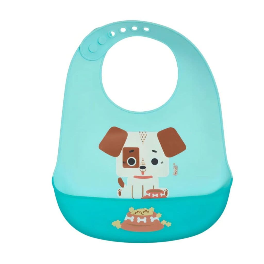 Babador Infantil de Silicone com Pega Migalhas Cachorro