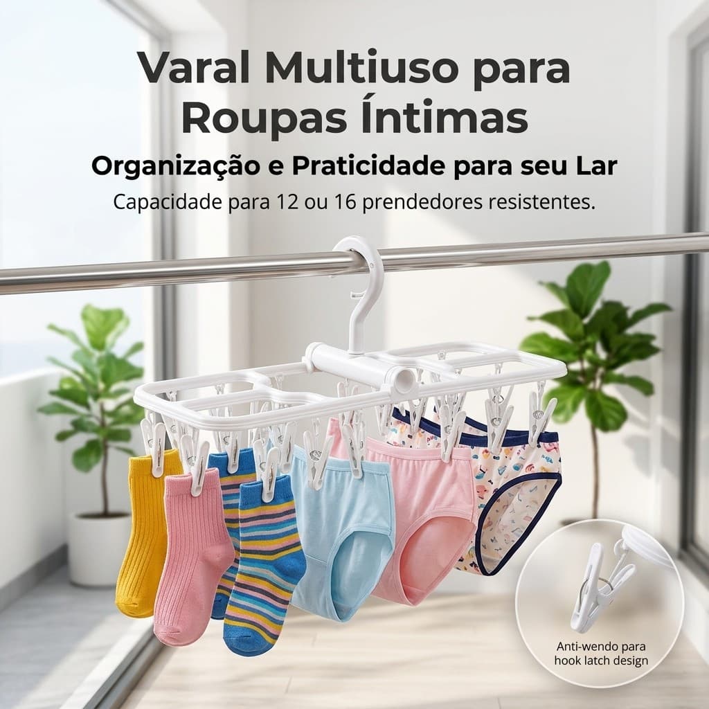 Varal Giratoria Para Roupas intimas , Dobravel Reforçado com 12 OU 16 pregadores