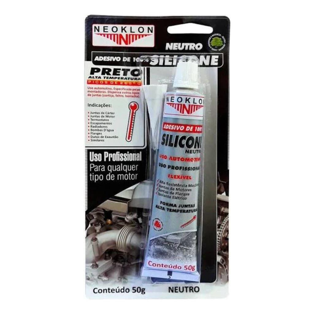 Silicone Neutro Preto Blister Alta Temperatura 50g