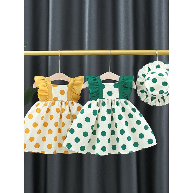 Bebê vestido de verão vestido 2026 novo estilo bebê verão estilingue bolinhas menina moda coreano vestido de princesa na