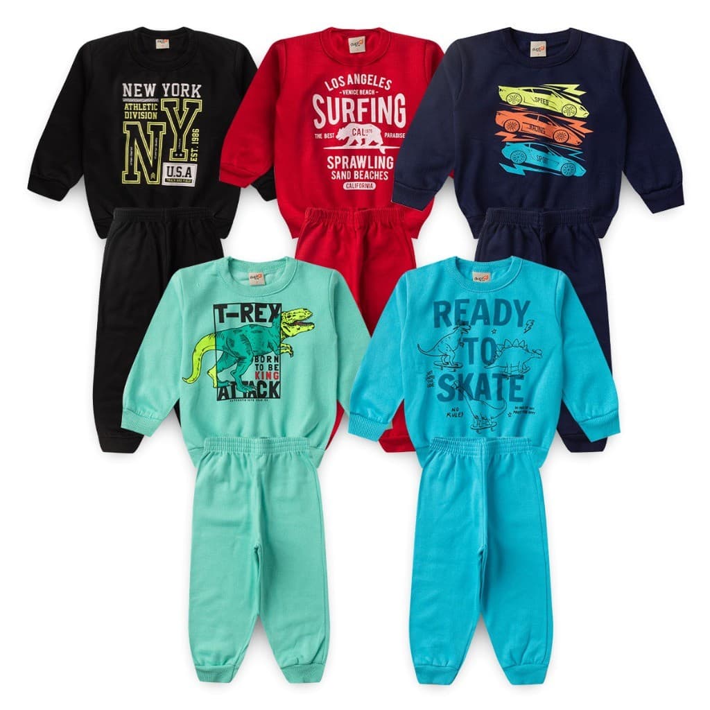 Kit 4 Peças De Roupas Inverno Conjunto Moletom Menino Infantil Masculino Frio Tamanho 1 2 3 4 6 8