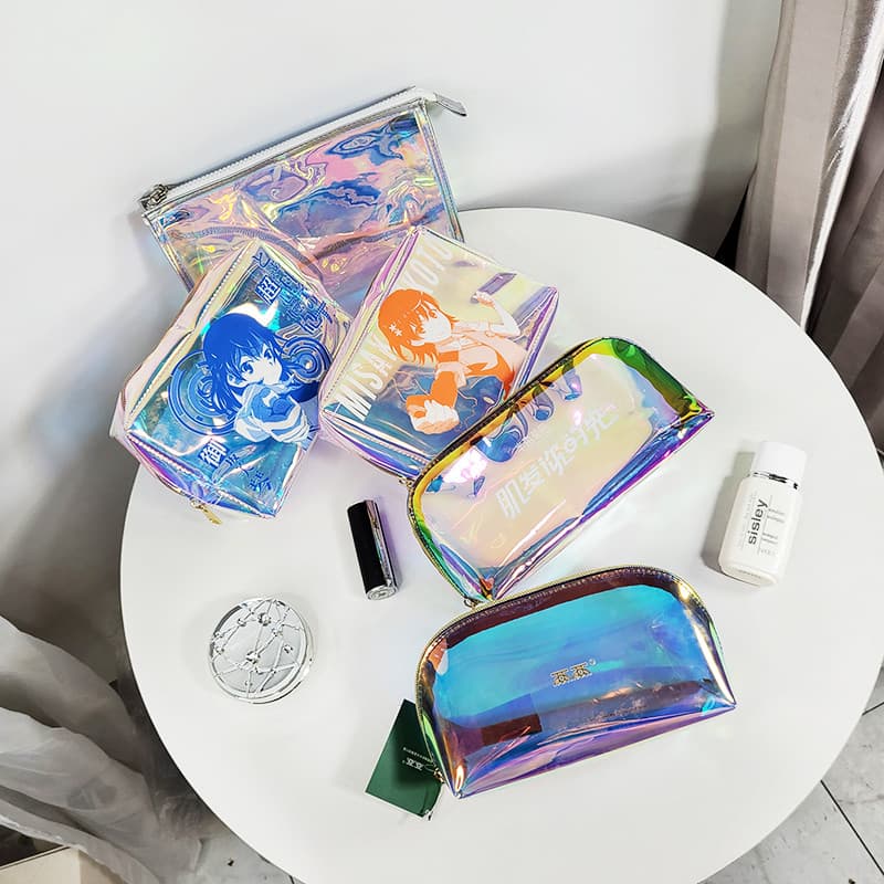 Super bonito elegante colorido Laser escudo saco cosmético portátil à prova dwaterproof água saco de armazenamento saco