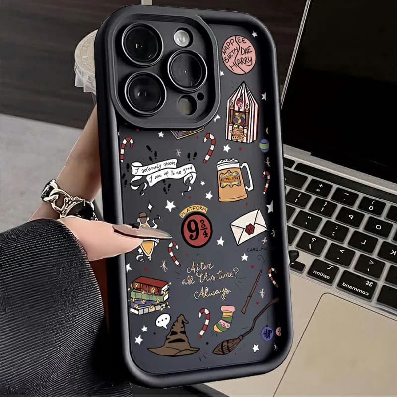 Capinha Capa Para iPhone XR 11 12 13 14 15 16 17 PRO MAX 14 15 16 PLUS Elementos de Harry Potter