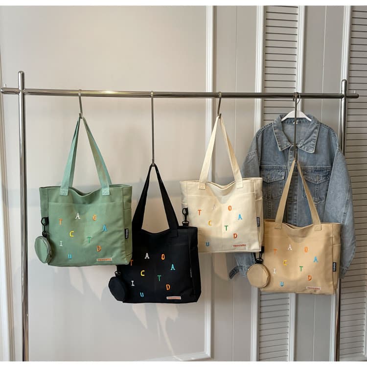 Bolsa de lona feminina estudante universitário classe pano saco All-Match Commuter grande capacidade saco nicho bolsa de