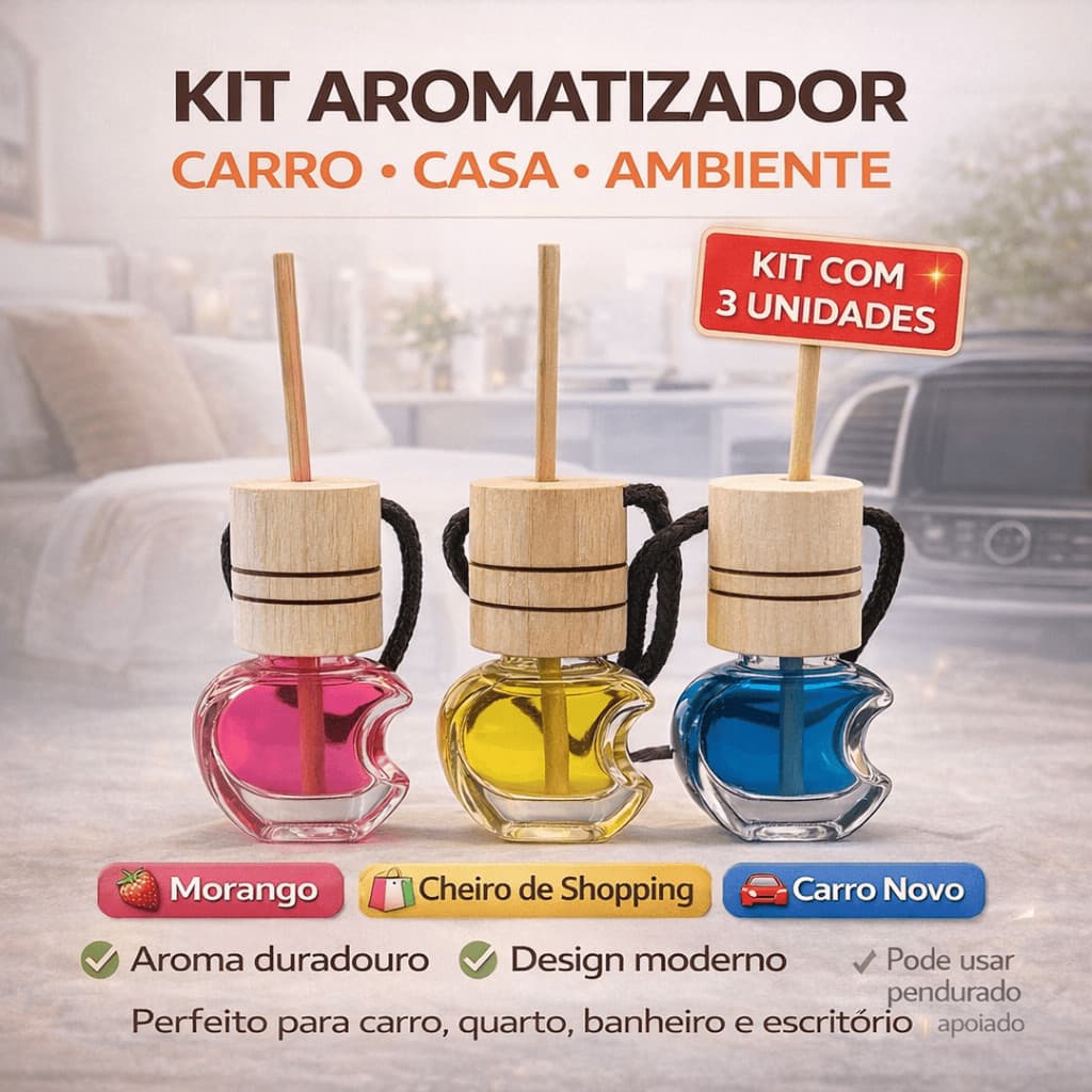 Kit 3 Cheirinho Aromatizante Premium P/Carro Banheiro Guarda Roupas E Pequenos Ambientes PROMOÇÃO