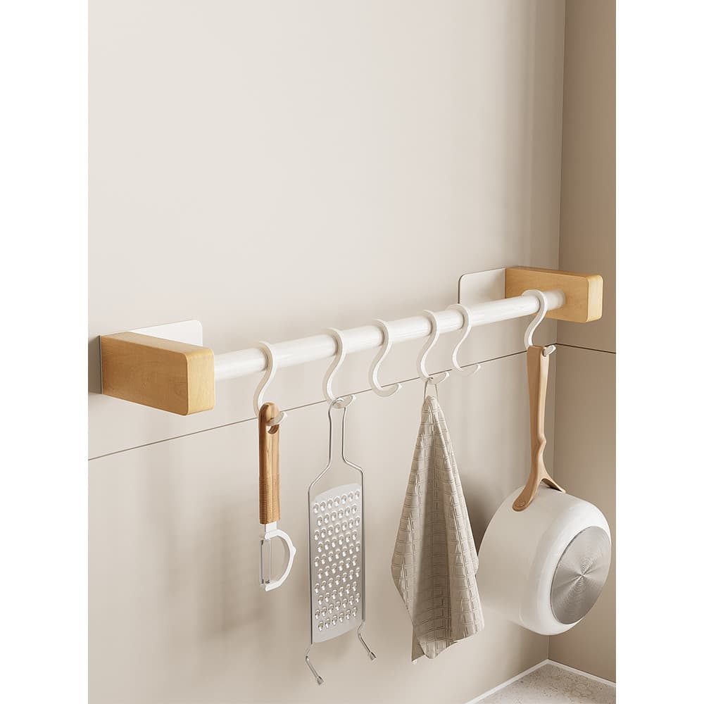 Gancho de cozinha sem perfuração, haste de suspensão, prateleira de cozinha, espátula, colher, cabide, espaço, linha de