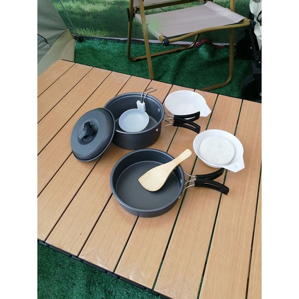 Conjunto de pote ao ar livre 1-2 pessoas conjunto de panelas de acampamento portátil conjunto de pote de oxidação dura a