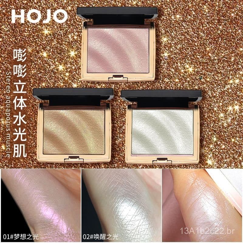 Pó Iluminador 3D HOJO para Maquiagem, Efeito Camaleão Mochi Potato, Brilho Fino, Glitter Diamante, Creme Iluminador Faci