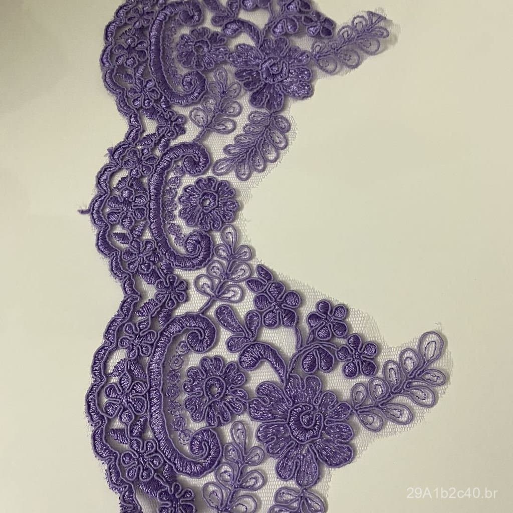 Renda frisada roxa lavanda romântica, renda frisada para vestuário e têxteis-lar, acessórios decorativos DIY.