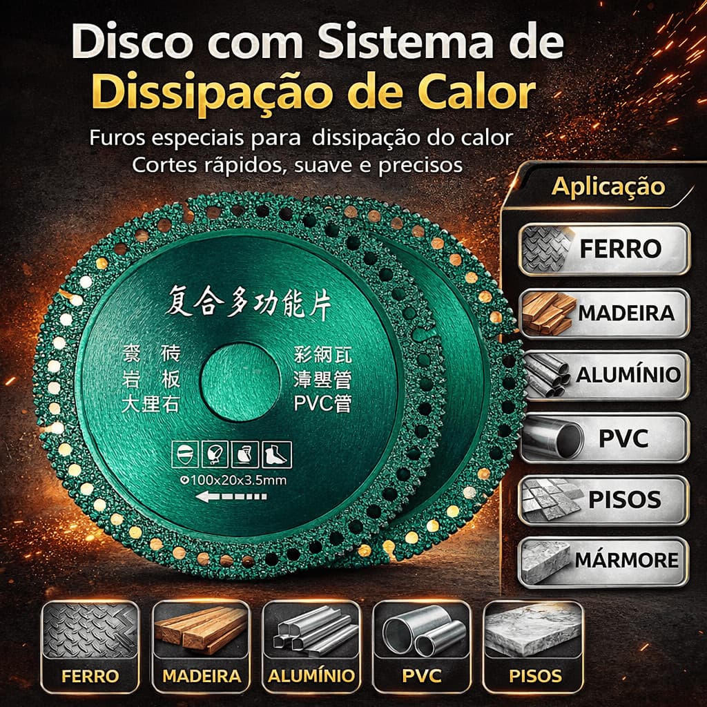 6 em 1 Discos de Corte  Diamantado 100mm Para Corte de Cerâmica Mármore Granito Esmerilhadeira