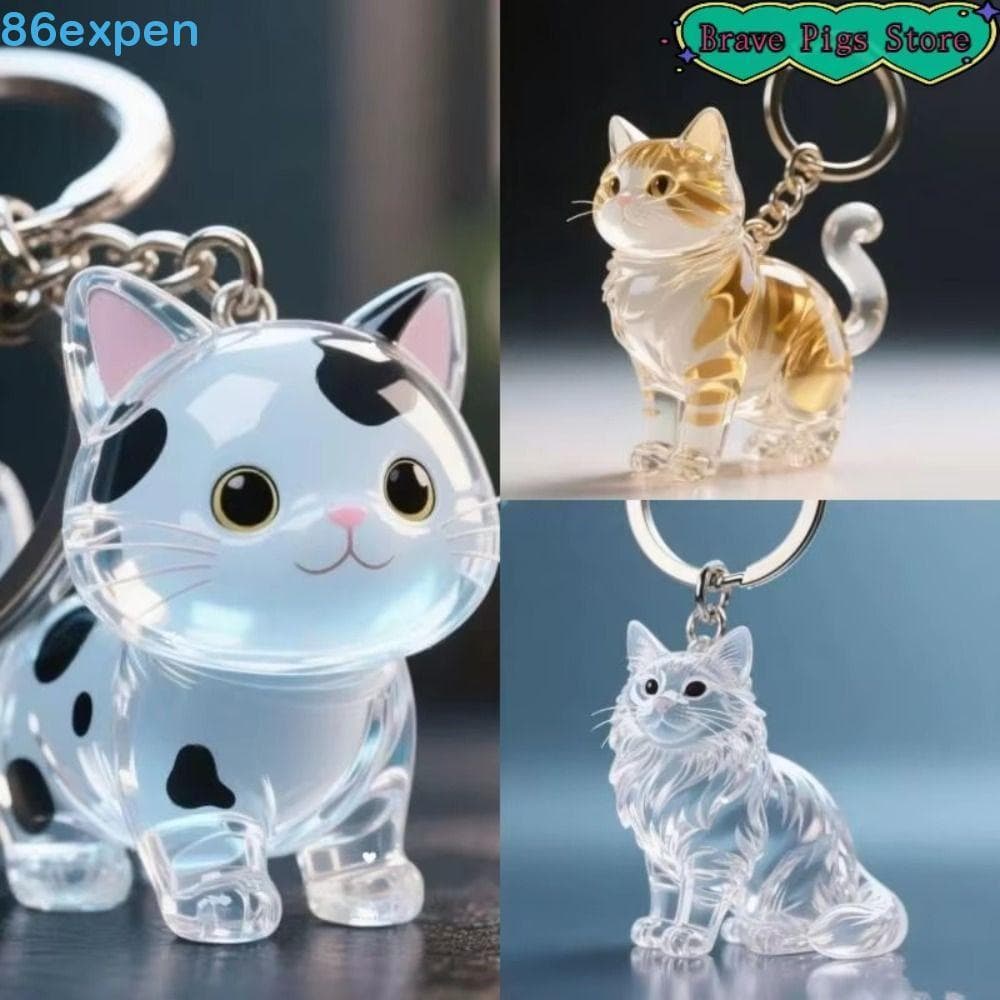 EXPEN1 Chaveiro Acrílico Para Cabelo De Gato , Caixa Transparente De Armazenamento De Pêlos Em Formato De Animal , Portá
