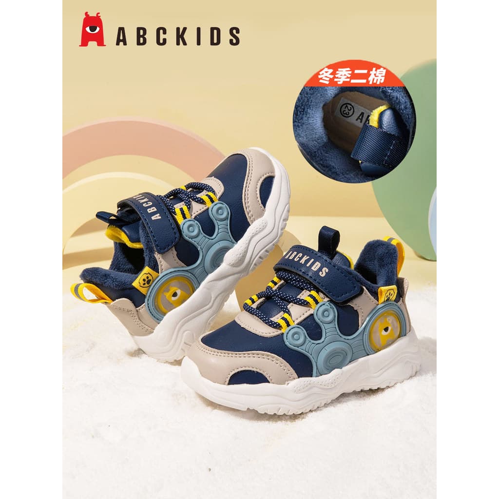 ABCKIDS Sapatos infantis meninos sapatos de inverno bebê criança sapatos esportivos infantis forro de lã quente dois sap