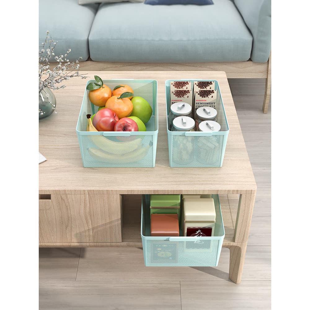 Cesta de armazenamento de ferro forjado retangular máscara grade cesta dormitório Desktop lanche quadro japonês chave di